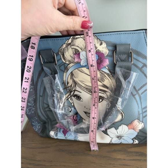 Disney Loungefly Cinderella Satchel Handbag Floral Clock Blue Vegan Leather NWT - Picture 6 of 14